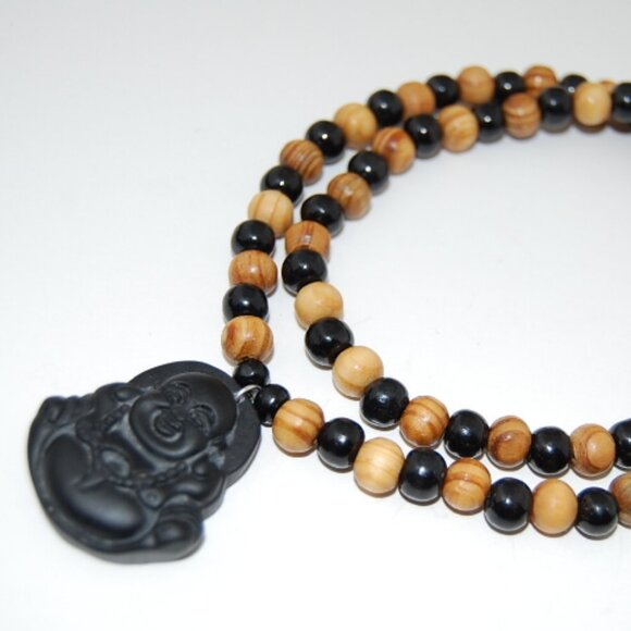 Buddha Necklace,Onyx Stone Buddha Necklace,Happy Buddha Necklace,Peace,Love - Picture 3 of 3